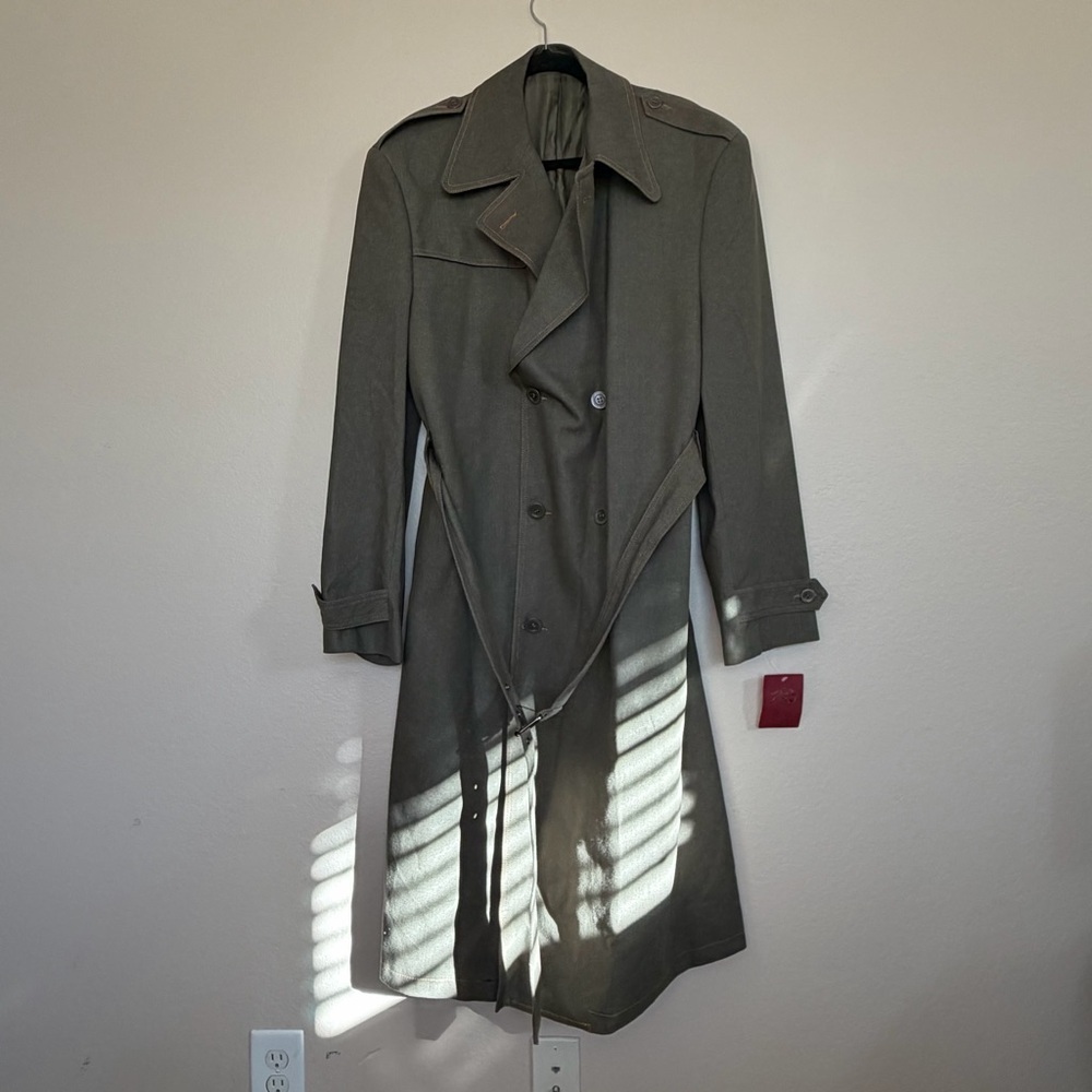 IL Canto Olive Green Denim Trench Coat